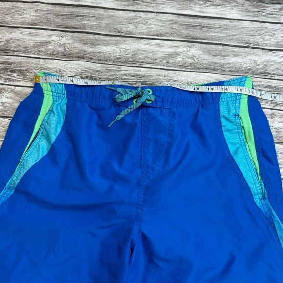 Nike Men's Pull-On Swim Trunks Board Shorts Bright Blue Green S SM Small Logo - Picture 9 of 11